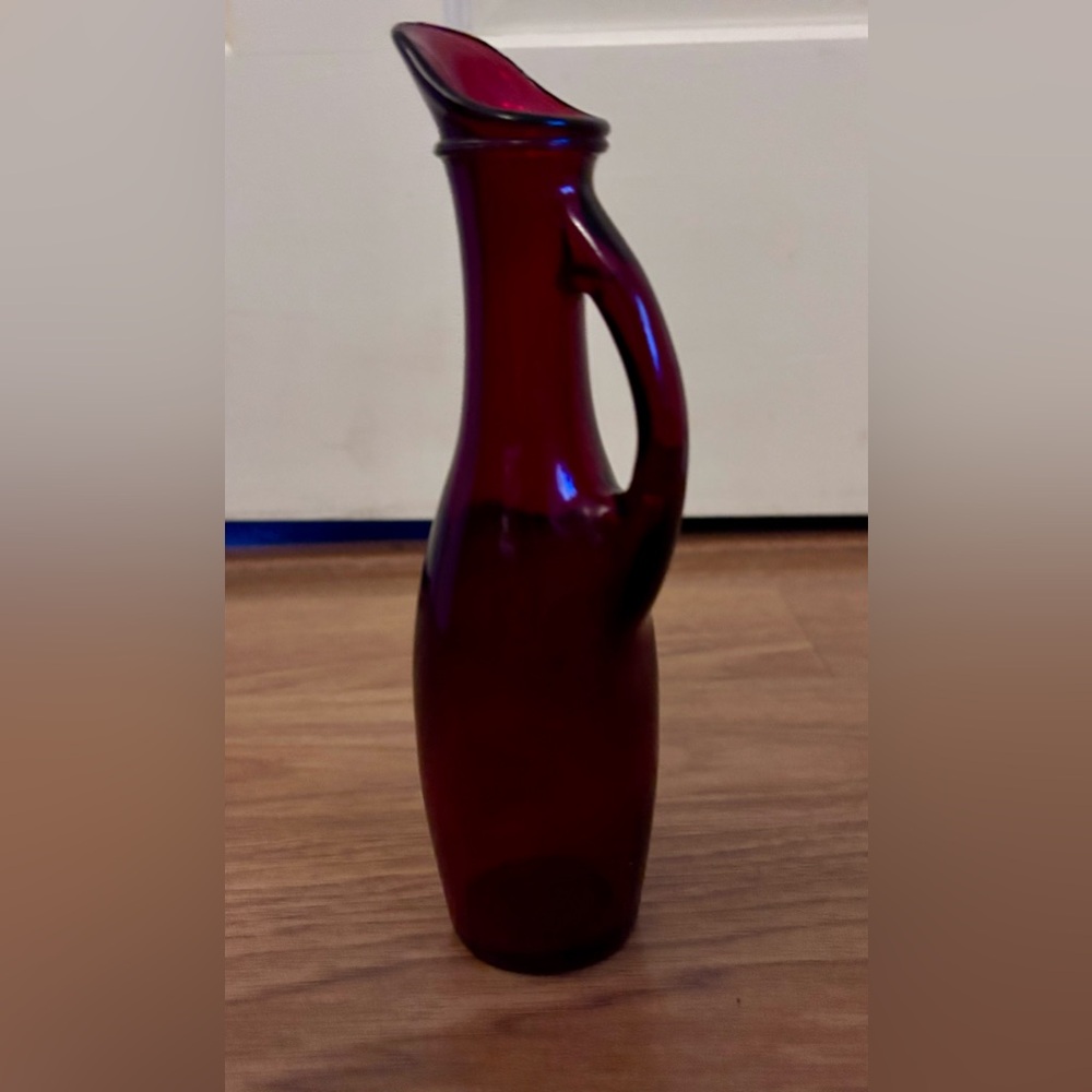 Vintage Anchor Hocking Royal Ruby Red Glass Vase Pitcher